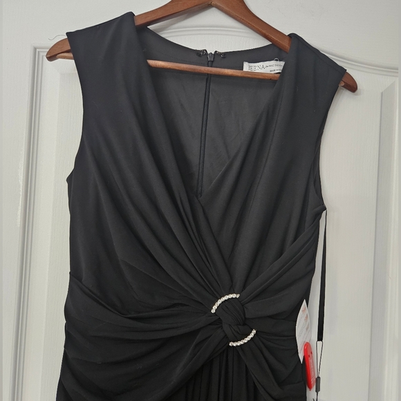 Mac Duggal Draped Side Knot Jersey Gown w/ Rhinestone Ring Black SZ 10 NWT - Picture 6 of 9